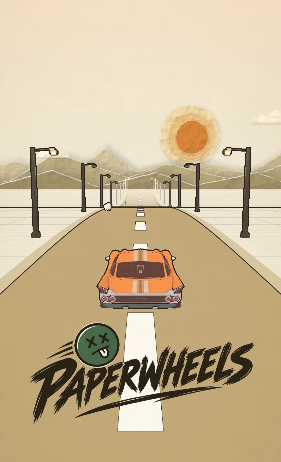 PaperWheels car racing down a paper road